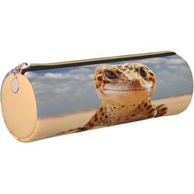 Yyoretp Sand Leopard Gecko Print Leather Pencil Pouch Cosmetic Makeup Case Pen Office Stationery Markers Bag. Yyoretp Sand Leopard Gecko Print Leather Pencil Pouch Cosmetic Makeup Case Pen Office Stationery Markers Bag.