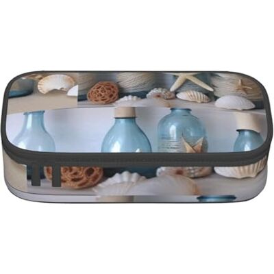 kkvhhyuo Bottle Seashell Print Large Capacity Pencil Case, Stationery Pencils Case Bag with Compartments, Portable Pencil Pouch Pencil Bag with Zipper for Students Teachers Office kkvhhyuo Bottle Seashell Print Large Capacity Pencil Case, Stationery Pencils Case Bag with Compartments, Portable Pencil Pouch Pencil Bag with Zipper for Students Teachers Office
