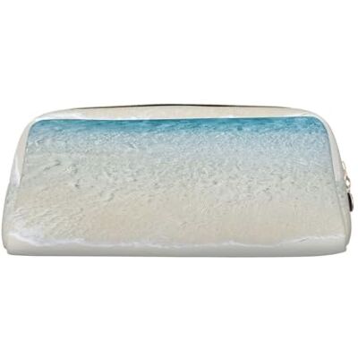 eeprty Clear Sea Water White Sand Beach Printing Leather Pencil Pouch Pen Case Elegant and Practical Bag for Students Perfect for Office School eeprty Clear Sea Water White Sand Beach Printing Leather Pencil Pouch Pen Case Elegant and Practical Bag for Students Perfect for Office School