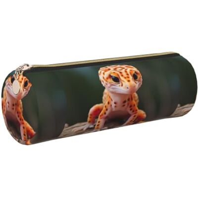 GUCHENP Sand Leopard Gecko Print Pencil Case,Cylindrical Storage Pouch,Stationery Organizer for Office Workers GUCHENP Sand Leopard Gecko Print Pencil Case,Cylindrical Storage Pouch,Stationery Organizer for Office Workers