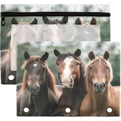 Fuauuyl Thought Horse Pencil Pouch for 3 Ring Binder Clear Window Pencil Case for Binder Pencil Bags with Zipper -2 Pack Fuauuyl Thought Horse Pencil Pouch for 3 Ring Binder Clear Window Pencil Case for Binder Pencil Bags with Zipper -2 Pack