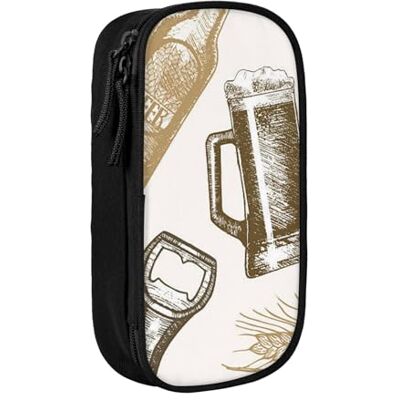 HEBSDFG Pattern with Glass Bottle Corkscrew Print Pencil Case, Black High-Capacity Pen Pencil Pouch Stationery Organizer with Pen Slots & Pouches for School Travel Makeup HEBSDFG Pattern with Glass Bottle Corkscrew Print Pencil Case, Black High-Capacity Pen Pencil Pouch Stationery Organizer with Pen Slots & Pouches for School Travel Makeup