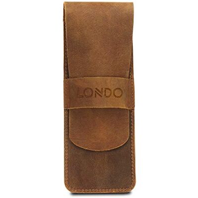 LONDO Genuine Leather Pen and Pencil Case with Tuck in Flap, Stationery Bag LONDO Genuine Leather Pen and Pencil Case with Tuck in Flap, Stationery Bag