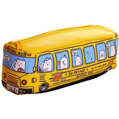 Hangsu Cartoon Bus Pen Bag Canvas Pencil Pouches Big Capacity Zippered Pen Case Travel Stationeries for Student Kid School Student Pencil Hangsu Cartoon Bus Pen Bag Canvas Pencil Pouches Big Capacity Zippered Pen Case Travel Stationeries for Student Kid School Student Pencil