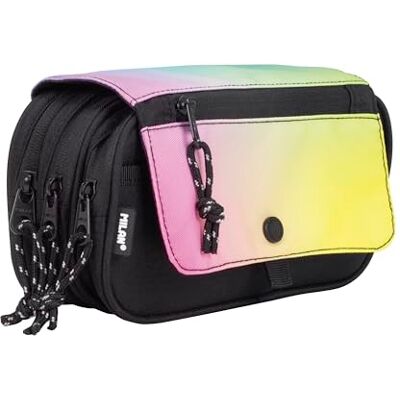 MILAN ® Sunset 4 Zip Pencil Case with Flap Black MILAN ® Sunset 4 Zip Pencil Case with Flap Black