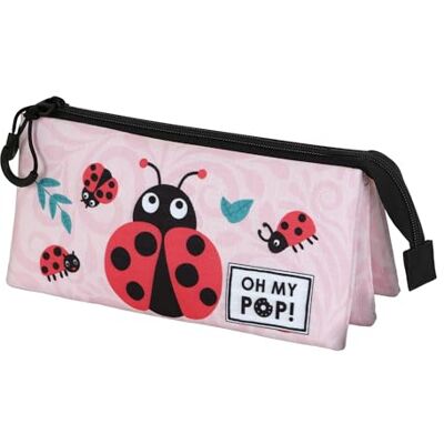 Oh My Pop! Ladybug-Triple Pencil Case, Pink, 23 x 11 cm Oh My Pop! Ladybug-Triple Pencil Case, Pink, 23 x 11 cm