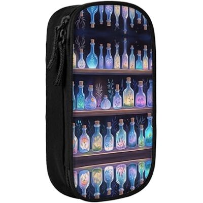 ZANVPG Magic Bottles Glowing with Leaves Pencase Large Capacity Double-Layer Pencil Case Zipper Stationery Bag ZANVPG Magic Bottles Glowing with Leaves Pencase Large Capacity Double-Layer Pencil Case Zipper Stationery Bag