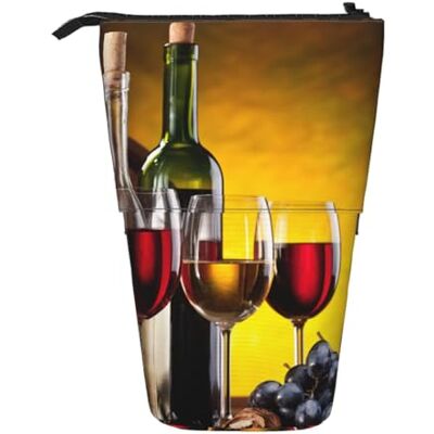 KYSANOL Grapes Wine Bottles and Drink,Telescopic Pencil Case,Stand Pencil Holder with Zipper Pencil Pouch Pen Bag KYSANOL Grapes Wine Bottles and Drink,Telescopic Pencil Case,Stand Pencil Holder with Zipper Pencil Pouch Pen Bag