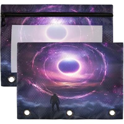 Fuauuyl Black Hole Pattern Pencil Pouch for 3 Ring Binder Clear Window Pencil Case for Binder Pencil Bags with Zipper -2 Pack Fuauuyl Black Hole Pattern Pencil Pouch for 3 Ring Binder Clear Window Pencil Case for Binder Pencil Bags with Zipper -2 Pack