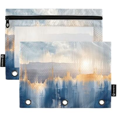 Ttgoth Abstract Pattern Pencil Pouch for Binder 3 Ring 2PCS Pencil Pouches with Clear Window Zipper Pen Case Stationery Organiser Cosmetic Bag Ttgoth Abstract Pattern Pencil Pouch for Binder 3 Ring 2PCS Pencil Pouches with Clear Window Zipper Pen Case Stationery Organiser Cosmetic Bag