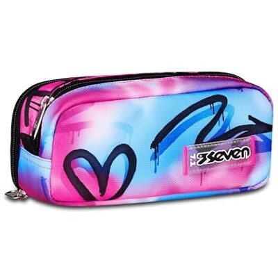 Seven School Double Pen Holder, Fuchsia, Inner Pocket and Side Pocket with Elastic Loops, 2 Compartments, Backpack Accessories, Elementary and Medium, Girls Seven School Double Pen Holder, Fuchsia, Inner Pocket and Side Pocket with Elastic Loops, 2 Compartments, Backpack Accessories, Elementary and Medium, Girls