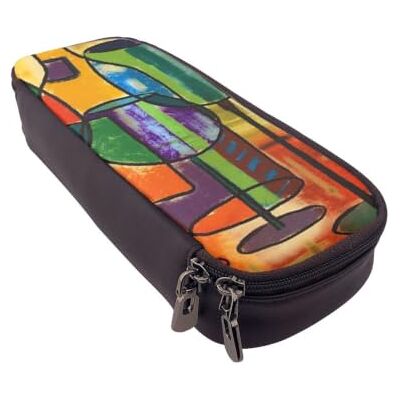 DCEHGEW Wine Bottle Art Prints PU Leather Pencil Case, Flip-Top Zipper Pen Pouch Organizer for School Office Travel, Stationery Holder, Gift for Women Men Kids DCEHGEW Wine Bottle Art Prints PU Leather Pencil Case, Flip-Top Zipper Pen Pouch Organizer for School Office Travel, Stationery Holder, Gift for Women Men Kids