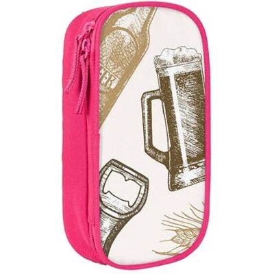 HEBSDFG Pattern with Glass Bottle Corkscrew Print Pencil Case, Pink High-Capacity Pen Pencil Pouch Stationery Organizer with Pen Slots & Pouches for School Travel Makeup HEBSDFG Pattern with Glass Bottle Corkscrew Print Pencil Case, Pink High-Capacity Pen Pencil Pouch Stationery Organizer with Pen Slots & Pouches for School Travel Makeup