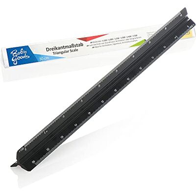Robin Goods ® Aluminium Triangular Ruler Architect Ruler for Construction Drawings Drawing Ruler for Architects, Draughtsmen, Engineers, Students 32cm (Black Scale Small) Robin Goods ® Aluminium Triangular Ruler Architect Ruler for Construction Drawings Drawing Ruler for Architects, Draughtsmen, Engineers, Students 32cm (Black Scale Small)