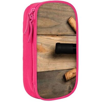 HEBSDFG Wine Bottle Corks Grapes Print Pencil Case, Pink High-Capacity Pen Pencil Pouch Stationery Organizer with Pen Slots & Pouches for School Travel Makeup HEBSDFG Wine Bottle Corks Grapes Print Pencil Case, Pink High-Capacity Pen Pencil Pouch Stationery Organizer with Pen Slots & Pouches for School Travel Makeup