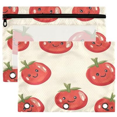 Fuauuyl Cute Tomato (3) Pencil Pouch for 3 Ring Binder Clear Window Pencil Case for Binder Pencil Bags with Zipper -2 Pack Fuauuyl Cute Tomato (3) Pencil Pouch for 3 Ring Binder Clear Window Pencil Case for Binder Pencil Bags with Zipper -2 Pack