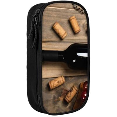 DNBCLEZK Wine Bottle Corks Grapes Double Layer Large Capacity Pencil Case,Print Polyester Oxford-Cloth Stationery Pouch with Multi Slots, Multi-Compartment Storage Bag DNBCLEZK Wine Bottle Corks Grapes Double Layer Large Capacity Pencil Case,Print Polyester Oxford-Cloth Stationery Pouch with Multi Slots, Multi-Compartment Storage Bag