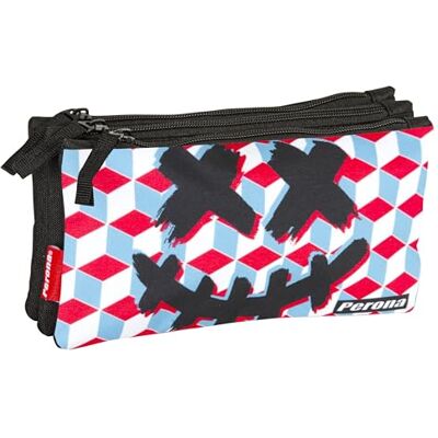 PERONA BAGS Perona 58838 Triple Mask Flat Pencil Case, Colour, Casual PERONA BAGS Perona 58838 Triple Mask Flat Pencil Case, Colour, Casual