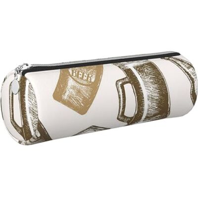 HEBSDFG Pattern with Glass Bottle Corkscrew Prints Round Pencil Case & Cosmetic Pouch, Silver Zipper Desk Stationery Organizer Leather Pencil Pouch for School Office Travel Gift HEBSDFG Pattern with Glass Bottle Corkscrew Prints Round Pencil Case & Cosmetic Pouch, Silver Zipper Desk Stationery Organizer Leather Pencil Pouch for School Office Travel Gift