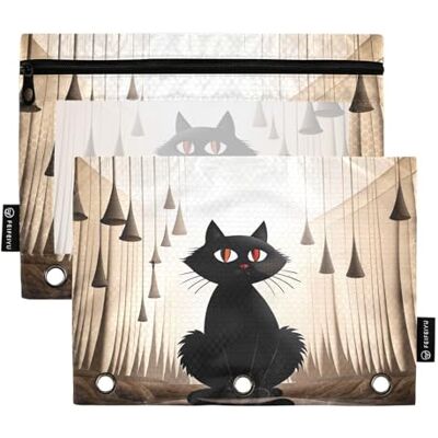 Ttgoth Cute Cat Pencil Pouch for Binder 3 Ring 2PCS Pencil Pouches with Clear Window Zipper Pen Case Stationery Organiser Cosmetic Bag Ttgoth Cute Cat Pencil Pouch for Binder 3 Ring 2PCS Pencil Pouches with Clear Window Zipper Pen Case Stationery Organiser Cosmetic Bag
