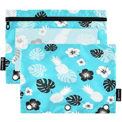 Ttgoth Tropical Hibiscus Pencil Pouch for Binder 3 Ring 2PCS Pencil Pouches with Clear Window Zipper Pen Case Stationery Organiser Cosmetic Bag Ttgoth Tropical Hibiscus Pencil Pouch for Binder 3 Ring 2PCS Pencil Pouches with Clear Window Zipper Pen Case Stationery Organiser Cosmetic Bag
