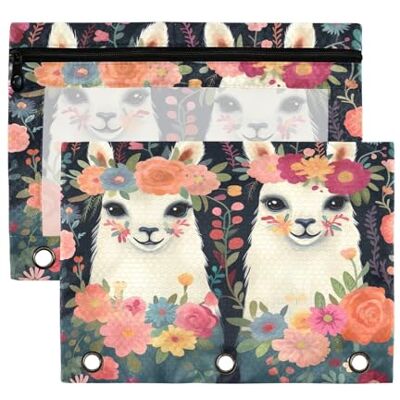 Fuauuyl Llama Pencil Pouch for 3 Ring Binder Clear Window Pencil Case for Binder Pencil Bags with Zipper -2 Pack Fuauuyl Llama Pencil Pouch for 3 Ring Binder Clear Window Pencil Case for Binder Pencil Bags with Zipper -2 Pack