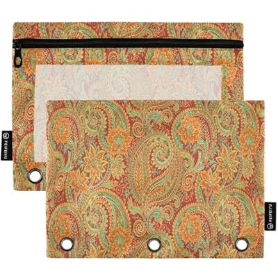 Ttgoth Colorful Paisley Pencil Pouch for Binder 3 Ring 2PCS Pencil Pouches with Clear Window Zipper Pen Case Stationery Organiser Cosmetic Bag Ttgoth Colorful Paisley Pencil Pouch for Binder 3 Ring 2PCS Pencil Pouches with Clear Window Zipper Pen Case Stationery Organiser Cosmetic Bag
