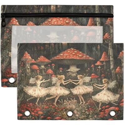 Fuauuyl Fairy Nymphs Dancing Pencil Pouch for 3 Ring Binder Clear Window Pencil Case for Binder Pencil Bags with Zipper -2 Pack Fuauuyl Fairy Nymphs Dancing Pencil Pouch for 3 Ring Binder Clear Window Pencil Case for Binder Pencil Bags with Zipper -2 Pack