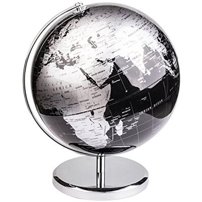 EXERZ 30cm World Globe With a Metal Base, Metallic Black Earth Globe Geographic English Modern Map Desktop Decoration EXERZ 30cm World Globe With a Metal Base, Metallic Black Earth Globe Geographic English Modern Map Desktop Decoration