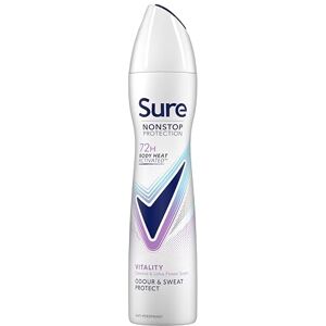 Sure Women Nonstop Protection Vitality Deodorant Body Spray Antiperspirant with a coconut & lotus flower scent, body heat activated technology for 72 hour odour and sweat protection 250 ml, Pack of 6 Sure Women Nonstop Protection Vitality Deodorant Body Spray Antiperspirant with a coconut & lotus flower scent, body heat activated technology for 72 hour odour and sweat protection 250 ml, Pack of 6