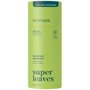 ATTITUDE Plastic-Free Deodorant, EWG Verified, Aluminum Free, Vegan Naturally Sourced Body Deodorants for Women & Men, Dermatologically Tested, Olive Leaves, 85 grams ATTITUDE Plastic-Free Deodorant, EWG Verified, Aluminum Free, Vegan Naturally Sourced Body Deodorants for Women & Men, Dermatologically Tested, Olive Leaves, 85 grams