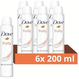Dove Fruity Fresh Women's Antiperspirant Deodorant Body Spray for 48 hour sweat and odour protection with ¼ moisturising cream 200 ml, Pack of 6 Dove Fruity Fresh Women's Antiperspirant Deodorant Body Spray for 48 hour sweat and odour protection with ¼ moisturising cream 200 ml, Pack of 6