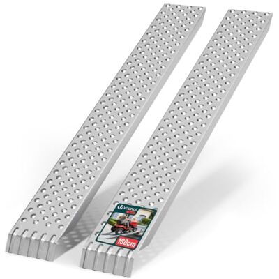 VOUNOT ® Loading Ramps, Set of 2 Heavy Duty Steel Ramps, for Van, Lawnmower, ATV, Quad Motorcycle, Capacity 400 kg, 160 x 23 x 5 cm VOUNOT ® Loading Ramps, Set of 2 Heavy Duty Steel Ramps, for Van, Lawnmower, ATV, Quad Motorcycle, Capacity 400 kg, 160 x 23 x 5 cm