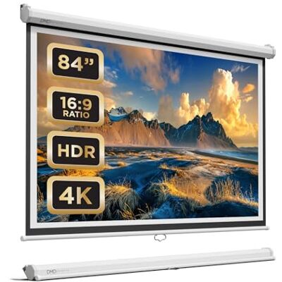 DMD Collective 84 Inch Manual Projector Screen Pull Down, Wall Mounted HD Projection Screen for Home Cinema, Office, School & Classroom Presentations, Retractable Movie Screen DMD Collective 84 Inch Manual Projector Screen Pull Down, Wall Mounted HD Projection Screen for Home Cinema, Office, School & Classroom Presentations, Retractable Movie Screen