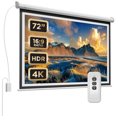DMD Collective 72 Inch Electric Projector Screen Pull Down, Wall Mounted HD Projection Screen for Home Cinema, Office, School & Classroom Presentations, Retractable Movie Screen DMD Collective 72 Inch Electric Projector Screen Pull Down, Wall Mounted HD Projection Screen for Home Cinema, Office, School & Classroom Presentations, Retractable Movie Screen