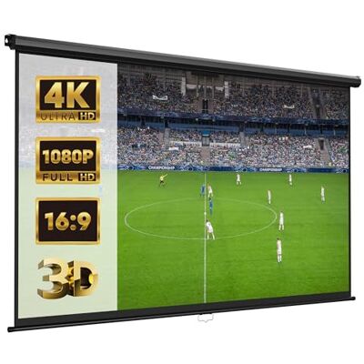 VonHaus Pull Down Projector Screen, 90" Wall Mounted 4K HD Projection Screen with 16:9 Aspect Ratio, Home Cinema Wall or Ceiling Mountable with Soft Close Mechanism & Stainless Steel Casing VonHaus Pull Down Projector Screen, 90" Wall Mounted 4K HD Projection Screen with 16:9 Aspect Ratio, Home Cinema Wall or Ceiling Mountable with Soft Close Mechanism & Stainless Steel Casing
