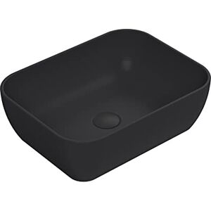 nuie NBV458 Luxe Vessel Modern Bathroom Square Countertop Vessel Basin Sink, 135 x 455 x 325mm, Matt Black nuie NBV458 Luxe Vessel Modern Bathroom Square Countertop Vessel Basin Sink, 135 x 455 x 325mm, Matt Black