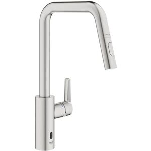 Grohe Start QuickFix Hybrid Pull-Out Kitchen Tap for Touchless or Manual Operation (High U-Spout 381 mm, 28 mm Ceramic Cartridge, 150° Swivel Area, Dual Spray, Tails 3/8 Inch), Supersteel, 101243DC00 Grohe Start QuickFix Hybrid Pull-Out Kitchen Tap for Touchless or Manual Operation (High U-Spout 381 mm, 28 mm Ceramic Cartridge, 150° Swivel Area, Dual Spray, Tails 3/8 Inch), Supersteel, 101243DC00