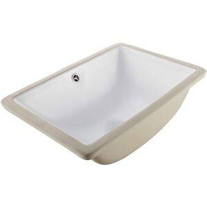 VEVOR Undermount Bathroom Sink, 18.11 x 12.99 Inch Rectangular White Ceramic Vessel Sink with Overflow Hole, Under Counter Drop in Modern Lavatory Vanity Bath Wash Bowl Basin, Rectangle Small Space VEVOR Undermount Bathroom Sink, 18.11 x 12.99 Inch Rectangular White Ceramic Vessel Sink with Overflow Hole, Under Counter Drop in Modern Lavatory Vanity Bath Wash Bowl Basin, Rectangle Small Space