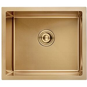 Ibergrif Stainless Steel Kitchen Sink, 50 x 43cm, Undermount Kitchen Sink Drop in, Topmount Single Bowl Outdoor Campervan Sink with Drainer Fittings, Gold M85043G Ibergrif Stainless Steel Kitchen Sink, 50 x 43cm, Undermount Kitchen Sink Drop in, Topmount Single Bowl Outdoor Campervan Sink with Drainer Fittings, Gold M85043G
