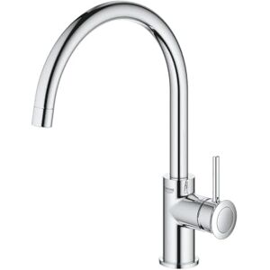 Grohe Start – Single Lever Kitchen Mixer Tap (High C-Spout, 360˚ Swivel Range, 28 mm Ceramic Cartridge, Min. Recommended Pressure 1.0 Bar, Tails 3/8 Inch), Quick Mount Included, Chrome, 31553001 Grohe Start – Single Lever Kitchen Mixer Tap (High C-Spout, 360˚ Swivel Range, 28 mm Ceramic Cartridge, Min. Recommended Pressure 1.0 Bar, Tails 3/8 Inch), Quick Mount Included, Chrome, 31553001