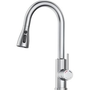 SREWOHS PRO Kitchen Faucet with Extendible Sprayer Folding Sink Mixer Tap with 4 Shower Modes, 360° High Arc Stainless Steel Tap SREWOHS PRO Kitchen Faucet with Extendible Sprayer Folding Sink Mixer Tap with 4 Shower Modes, 360° High Arc Stainless Steel Tap
