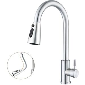 SURFOU Kitchen Tap Mixer with Pull-Out Spray – 3 Water Modes, 360° Swivel Spout – Brushed Stainless Steel Monobloc Sink Tap, Anti-Rust, Single Lever, 1-Hole Fitting, Easy Installation SURFOU Kitchen Tap Mixer with Pull-Out Spray – 3 Water Modes, 360° Swivel Spout – Brushed Stainless Steel Monobloc Sink Tap, Anti-Rust, Single Lever, 1-Hole Fitting, Easy Installation