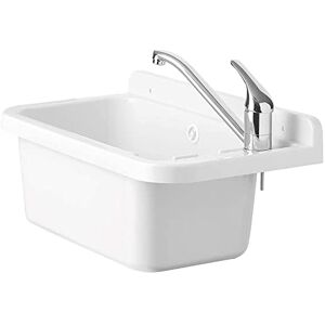 Negrari Wall-Mounted Sink in PP Resin, Acid Resistant for Common Use, for Outdoors, W 59 x D 34 x H 21 cm, White Negrari Wall-Mounted Sink in PP Resin, Acid Resistant for Common Use, for Outdoors, W 59 x D 34 x H 21 cm, White