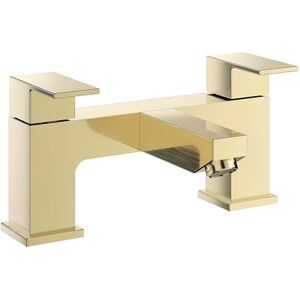 VeeBath Mist Square Bath Filler Mixer – Modern Brushed Brass Finish, Dual Lever Control, Solid Brass, G3/4" BSP Inlet, Deck Mounted Square Bathroom Taps, Sink Mixer Tap for Bathroom VeeBath Mist Square Bath Filler Mixer – Modern Brushed Brass Finish, Dual Lever Control, Solid Brass, G3/4" BSP Inlet, Deck Mounted Square Bathroom Taps, Sink Mixer Tap for Bathroom