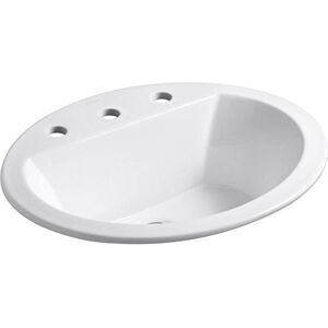 Kohler K-2699-8-0 Bryant Oval Self-Rimming Bathroom Sink with 8-Inch Centers, White Kohler K-2699-8-0 Bryant Oval Self-Rimming Bathroom Sink with 8-Inch Centers, White