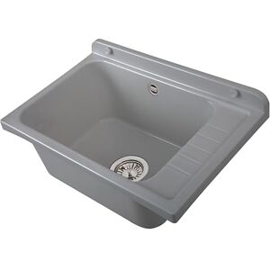 Negrari Polypropylene Wall Pilozzo with Metal Pillar, Weather Resistant, Fixing Kit and Drain Kit Included, Exterior and Interior, 58L x 38W x 21H cm, Grey Negrari Polypropylene Wall Pilozzo with Metal Pillar, Weather Resistant, Fixing Kit and Drain Kit Included, Exterior and Interior, 58L x 38W x 21H cm, Grey