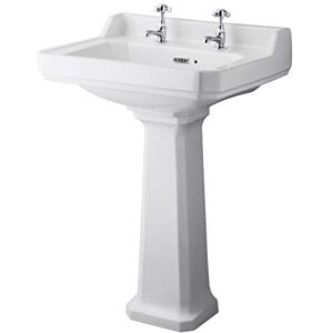 Hudson Reed 600mm Comfort Height Wash Basin & Full Pedestal - Wash Basin Hudson Reed 600mm Comfort Height Wash Basin & Full Pedestal - Wash Basin