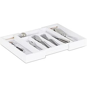 Relaxdays Cutlery Drawer Tray, Extendable, Variable Width, 5 7 Compartments, Bamboo Organiser, HWD: 5x48x33.5cm, White Relaxdays Cutlery Drawer Tray, Extendable, Variable Width, 5 7 Compartments, Bamboo Organiser, HWD: 5x48x33.5cm, White