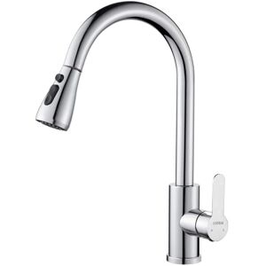 Cobbe Kitchen Sink Mixer Tap, 360 Degree Rotatable Faucet with Pull Down Sprayer, High Arc Stainless Steel Kitchen Faucet with Single Handle with UK Standard Fittings Cobbe Kitchen Sink Mixer Tap, 360 Degree Rotatable Faucet with Pull Down Sprayer, High Arc Stainless Steel Kitchen Faucet with Single Handle with UK Standard Fittings
